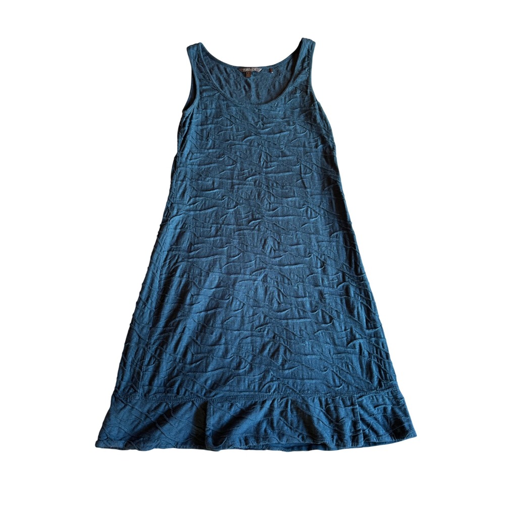 Toad&Co Samba Wave Tank Dress Blue Organic Cotton Tencel Sleeveless Textured S